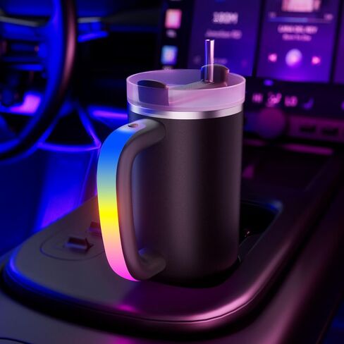 LED Light-Up Handle for Stanley Tumbler [40oz/30oz] - Anti-Slip RGB Color Changing Handle for Car Travel, Christmas Stanley Cup Accessories, Christmas Valentines Gifts for Women/Men in Saudi Arabia