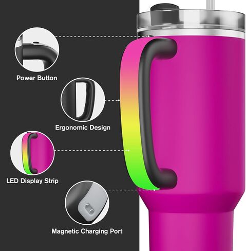 LED Light-Up Handle for Stanley Tumbler [40oz/30oz] - Anti-Slip RGB Color Changing Handle for Car Travel, Christmas Stanley Cup Accessories, Christmas Valentines Gifts for Women/Men in Saudi Arabia