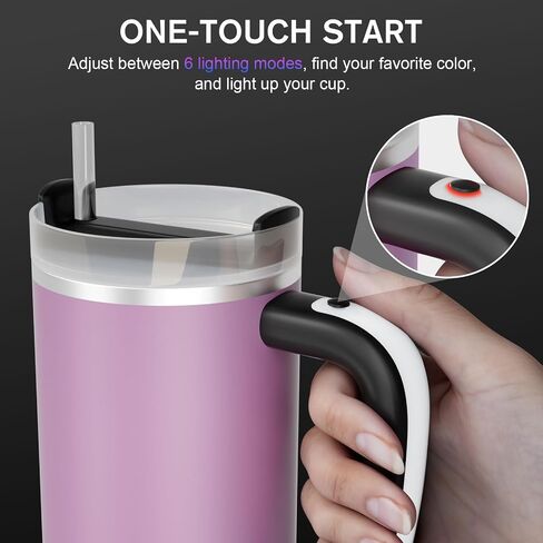 LED Light-Up Handle for Stanley Tumbler [40oz/30oz] - Anti-Slip RGB Color Changing Handle for Car Travel, Christmas Stanley Cup Accessories, Christmas Valentines Gifts for Women/Men in Saudi Arabia