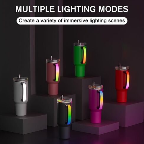 LED Light-Up Handle for Stanley Tumbler [40oz/30oz] - Anti-Slip RGB Color Changing Handle for Car Travel, Christmas Stanley Cup Accessories, Christmas Valentines Gifts for Women/Men in Saudi Arabia