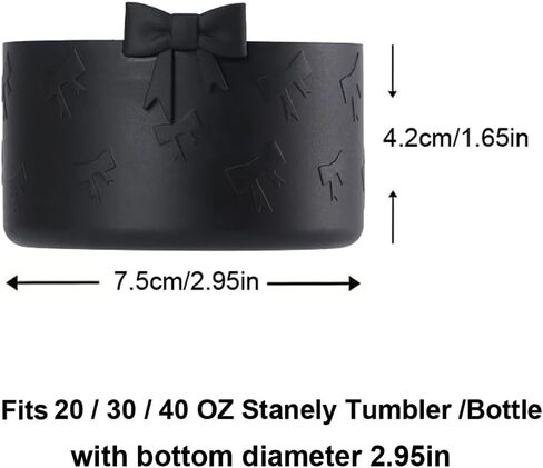 قطعة واحدة من حذاء كأس واقي بفيونكة سوداء لـ 20 30 40 أونصة من ممتص الصدمات ستانلي، إكسسوارات غطاء سفلي من السيليكون، هدايا عيد الميلاد لتخزين الهدايا للنساء in Kuwait
