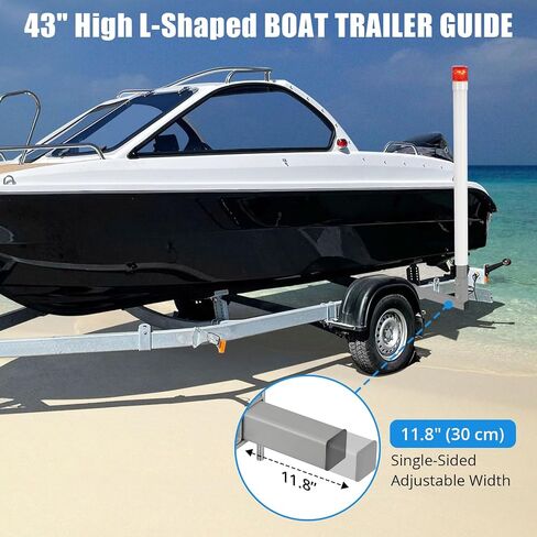 Adjustable 40" Boat Trailer Guide Poles, 2PCS Rustproof Galvanized Steel with PVC Protection, 43" Height, Flexible Installation for Easy Loading of Ski, Fishing & Sailboats in Saudi Arabia