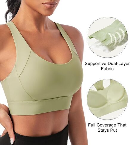 Womens Sports Bra Adjustable Strap High Support Workout Top Double Layer Breathable Fitness Gym Yoga Bra for Running Training in Saudi Arabia