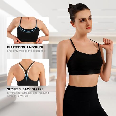 Women’s Buttery Soft Yoga Bras, Y-Back Strappy Sports Bra with Removable Pads, Lightweight Low Impact Pilates Top in Saudi Arabia