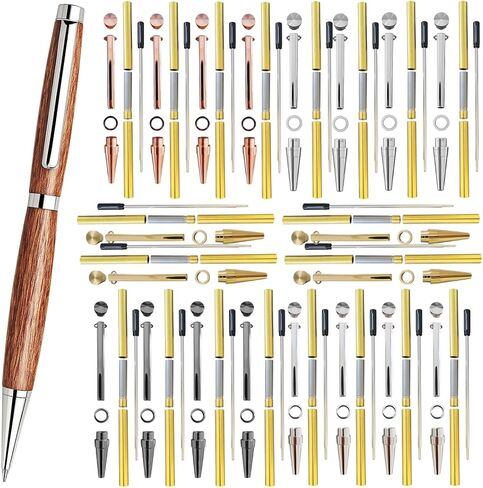 20 Pack Slimline Pen Kit – 7mm Wood Turning Twist Pen Kits with Refills, Brass Hardware & 5 Finishes for DIY Lathe Turning, Gifts for Teachers, Students & Woodworkers in Saudi Arabia