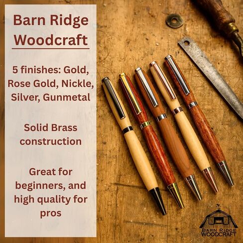 20 Pack Slimline Pen Kit – 7mm Wood Turning Twist Pen Kits with Refills, Brass Hardware & 5 Finishes for DIY Lathe Turning, Gifts for Teachers, Students & Woodworkers in Saudi Arabia