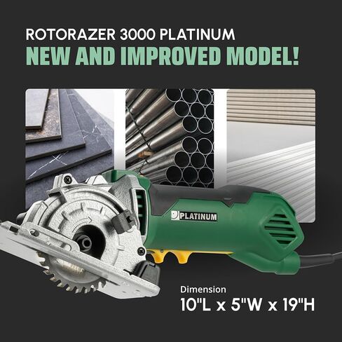Official ROTORAZER Compact Circular Saw Set for DIY Projects - Cut Drywall, Tile, Grout, Metal, Pipes, PVC, Plastic, Copper, and Carpet w/Blades, Dust Collector & Case - AS SEEN ON TV (Green) in Saudi Arabia
