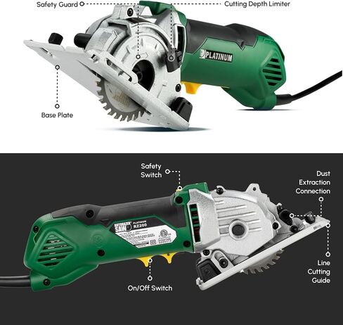 Official ROTORAZER Compact Circular Saw Set for DIY Projects - Cut Drywall, Tile, Grout, Metal, Pipes, PVC, Plastic, Copper, and Carpet w/Blades, Dust Collector & Case - AS SEEN ON TV (Green) in Saudi Arabia