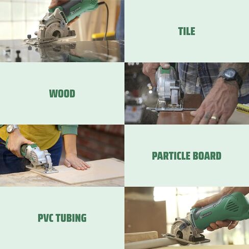 Official ROTORAZER Compact Circular Saw Set for DIY Projects - Cut Drywall, Tile, Grout, Metal, Pipes, PVC, Plastic, Copper, and Carpet w/Blades, Dust Collector & Case - AS SEEN ON TV (Green) in Saudi Arabia