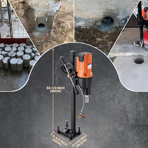 8" Diamond Core Drill Machine with Stand, 2500W Wet & Dry Concrete Core Drilling Rig, 750RPM Heavy Duty Core Drill Press for Concrete Brick Stone Masonry, Max Depth 23.6" in Saudi Arabia