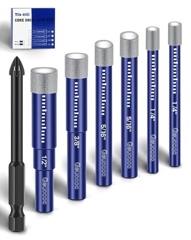 مجموعة لقم الثقب الماسية 7 قطع لبلاط البورسلين والحجر والزجاج والسيراميك، لقم الثقب للبلاط متعددة الأغراض للحفر السريع، ساق مستديرة in Kuwait