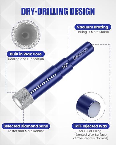 مجموعة لقم الثقب الماسية 7 قطع لبلاط البورسلين والحجر والزجاج والسيراميك، لقم الثقب للبلاط متعددة الأغراض للحفر السريع، ساق مستديرة in Kuwait