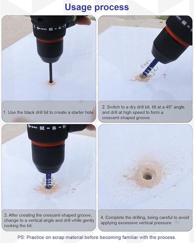 مجموعة لقم الثقب الماسية 7 قطع لبلاط البورسلين والحجر والزجاج والسيراميك، لقم الثقب للبلاط متعددة الأغراض للحفر السريع، ساق مستديرة in Kuwait