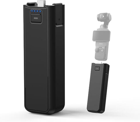 Battery Handle Compatible with DJI Osmo Pocket 3, Portable osmo Pocket 3 Battery Handle, Compatible with External Audio Devices, Data Transfer Function, Intelligent Indicator Light, 1/4" Thread(1pcs) in Kuwait