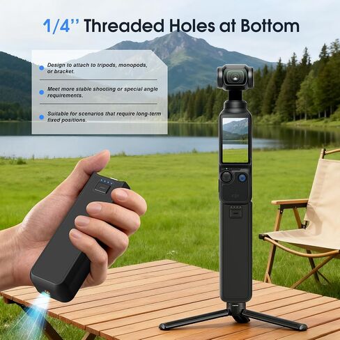 Battery Handle Compatible with DJI Osmo Pocket 3, Portable osmo Pocket 3 Battery Handle, Compatible with External Audio Devices, Data Transfer Function, Intelligent Indicator Light, 1/4" Thread(1pcs) in Kuwait