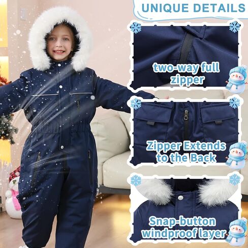 Toddler Snowsuit 2T 3T 4T 5T Baby Boy Girl Winter Snow Ski Suit Clothes Hooded Jumpsuit Romper Coat Outwear in Kuwait