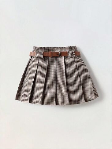 MakeMeChic Toddler Baby Girl's Plaid Pleated Mini Skirt A Line Belted Y2K Skirts in Saudi Arabia