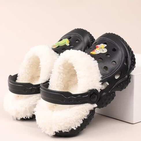 Winter Kids Clogs with Glow-in-The-Dark Shoes Charms Fleece Lined Soft Bottom Slippers Perfect Christmas and Birthday Gifts in Saudi Arabia