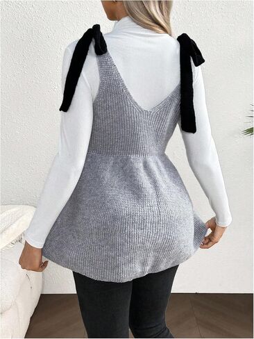 MakeMeChic Women's Maternity Sweater Vest Sleeveless Open Back Tie Shoulder Fall Pregnancy Knit Top in Saudi Arabia