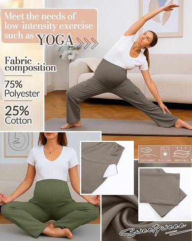 3 Pack Women's Maternity Cargo Pants Over The Belly Causal Stretch Scrub Pants Loose Comfy Pregnancy Sweatpants in Saudi Arabia