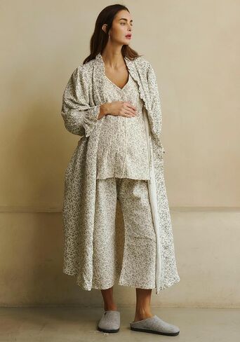 NOTHING FITS BUT Muslin Gauze Nursing Set, Postpartum Nursing Pajamas Set, Soft Pjs Sleepwear Maternity Loungewear in Kuwait