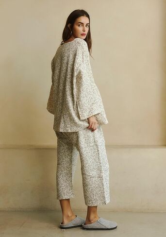 NOTHING FITS BUT Muslin Gauze Nursing Set, Postpartum Nursing Pajamas Set, Soft Pjs Sleepwear Maternity Loungewear in Kuwait