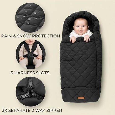 Warm and Cozy Winter Stroller Cover for Baby - Waterproof Bunting Bag with Soft Fleece Lining and Universal Fit for Strollers - Protective Footmuff Blanket for Ultimate Comfort in Wind, Rain & Snow in Saudi Arabia