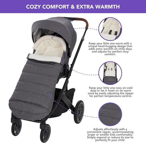 حقيبة الرايات لعربات الأطفال UPPAbaby Vista، V2، V3، Cruz، V2، V3 RumbleSeat، V2، V3 Ridge، Minu Strollers، غطاء قدم عربة أطفال دافئ وفخم للغاية مقاوم للماء، غطاء عربة أطفال شتوي قابل للتمديد، حقيبة نوم in Kuwait