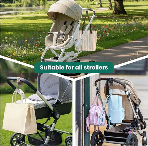 Stroller Straps, Mommy Hooks Diaper Bags, Universal Shopping cart, Wallet, Backpack - 2 Packs (White Flowers + Black Flowers) in Saudi Arabia