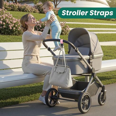 Stroller Straps, Mommy Hooks Diaper Bags, Universal Shopping cart, Wallet, Backpack - 2 Packs (White Flowers + Black Flowers) in Saudi Arabia