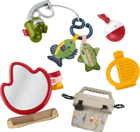 Fisher-Price Baby Toys Mini Me Moments Camp & Crinkle Set, 7-Piece Fishing & Hiking Sensory Activities for Newborn Play Ages 3+ Months in Saudi Arabia