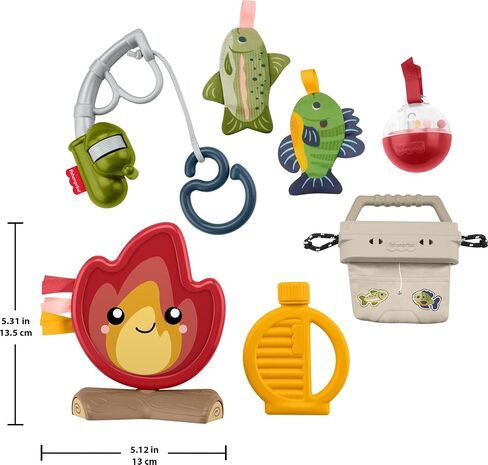 Fisher-Price Baby Toys Mini Me Moments Camp & Crinkle Set, 7-Piece Fishing & Hiking Sensory Activities for Newborn Play Ages 3+ Months in Saudi Arabia