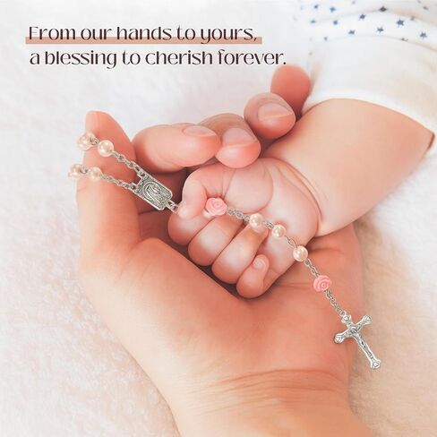Baptism Gifts for Girl - My First Rosary with Ceramic Keepsake Box, Catholic Christening Gift Set, Pink Rosary for Kids, Baptism, First Communion & Baby Dedication Gifts for Newborn Baby Girls in Saudi Arabia