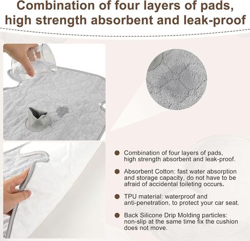 Piddle Pads Carseat, 2 Pieces Car Seat Potty Training Pad, Waterproof and Anti-Slip, Breathable and Comfortable, Machine Washable, Car Seat Piddle Pads for Stroller, Dining Chair (Khaki and Gray) in Saudi Arabia