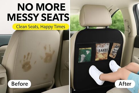 LILTOM Car Back Seat Protector with Organizer, 19"x27" XL Kick Mats, Waterproof, 3 Pockets, 2-Pack in Kuwait