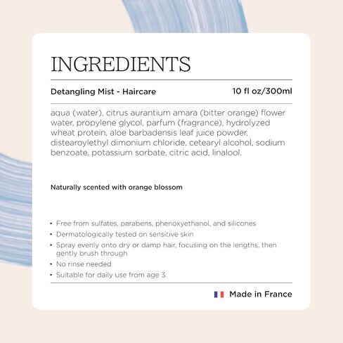 MINOIS PARIS Detangling Mist 10.14 fl | Leave-in No-Rinse Hair Spray for Kids & Adults | 98% Natural Ingredients, Made in France, Orange Blossom & Aloe Vera in Saudi Arabia