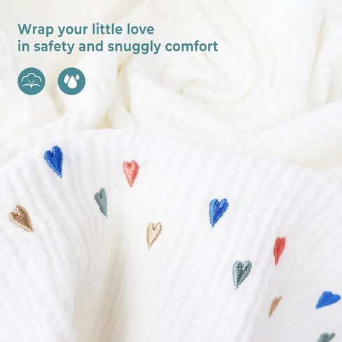 Poncho Muslin Towels for Kids Set of 6 for Embroidery,Baby Bath Towels with Muslin and Soft Terry,24" x 24"Baby Beach Poncho with Seamless Pro Edge, Unique Gifts Box for Boys and Girls in Saudi Arabia