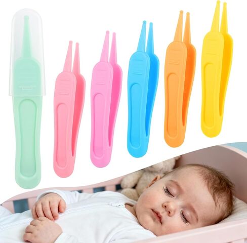 6Pcs Infant Baby Nose Picker, Mini Baby Nose Pickers Tool Baby Cleaner Clips, and Baby Nose Picker Tools Cleaning Tweezer with Plastic Round-Head Baby Ear Nose Navel in Kuwait