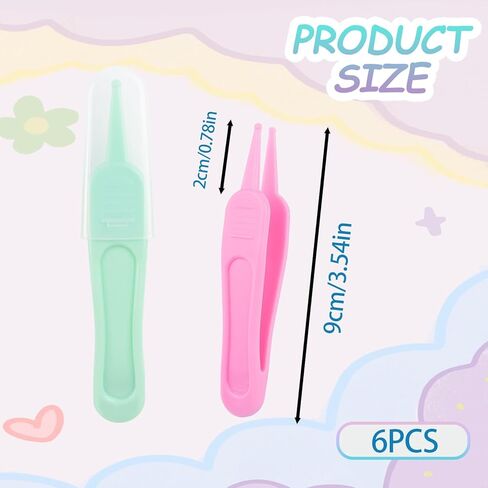 6Pcs Infant Baby Nose Picker, Mini Baby Nose Pickers Tool Baby Cleaner Clips, and Baby Nose Picker Tools Cleaning Tweezer with Plastic Round-Head Baby Ear Nose Navel in Kuwait