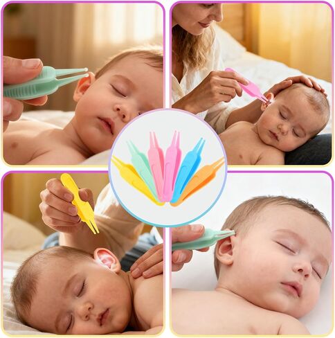 6Pcs Infant Baby Nose Picker, Mini Baby Nose Pickers Tool Baby Cleaner Clips, and Baby Nose Picker Tools Cleaning Tweezer with Plastic Round-Head Baby Ear Nose Navel in Kuwait