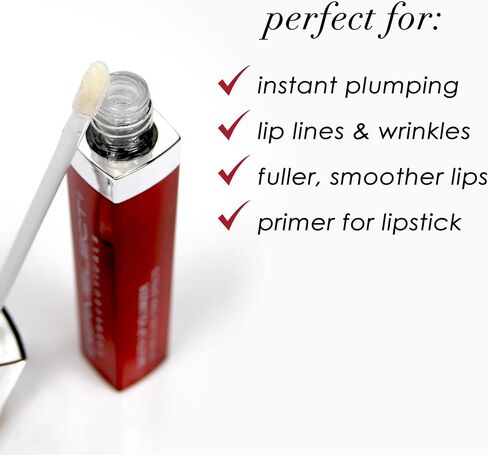 Dermelect Smooth Lip Volumizer for Lips - Anti Aging Plumper with Argan Oil, Shea Butter, Coconut Oil, Hyaluronic Acid Vitamin C Silkflo Hydrating Conditioning Lip Primer for Dryness Thin Lips .24 oz in Saudi Arabia