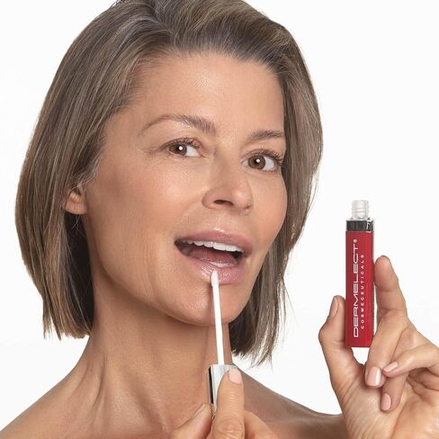 Dermelect Smooth Lip Volumizer for Lips - Anti Aging Plumper with Argan Oil, Shea Butter, Coconut Oil, Hyaluronic Acid Vitamin C Silkflo Hydrating Conditioning Lip Primer for Dryness Thin Lips .24 oz in Saudi Arabia