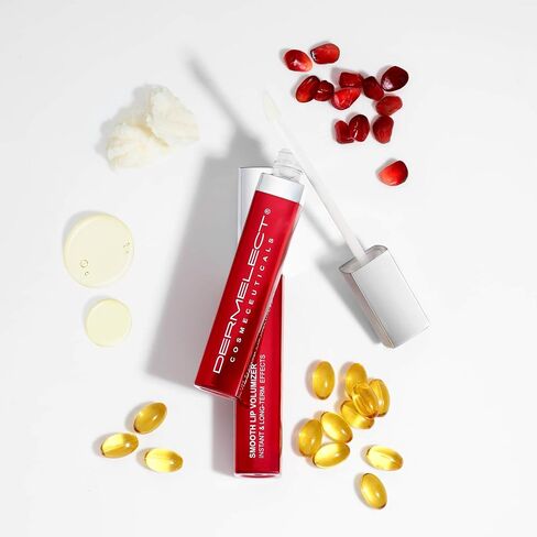 Dermelect Smooth Lip Volumizer for Lips - Anti Aging Plumper with Argan Oil, Shea Butter, Coconut Oil, Hyaluronic Acid Vitamin C Silkflo Hydrating Conditioning Lip Primer for Dryness Thin Lips .24 oz in Saudi Arabia