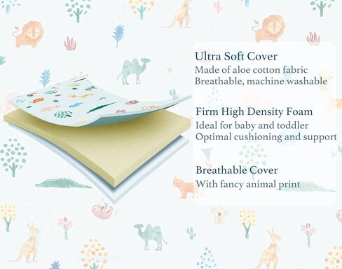 Cotton 38x24 Baby Mattresses-Pack and Play Mattress,Pack N Play Mattresses,Playpen Mattress for Pack N Play Excluded - Thick Firm Washable Hypoallergenic Breathable Soft Memory Foam Portable in Saudi Arabia