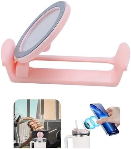 Water Bottle Phone Holder, White Multifunctional Lightweight Gym Magnetic Phone Holder Compatible with Stanley 40oz for Gym School Work Travel in Saudi Arabia