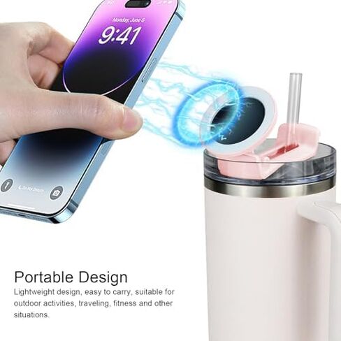 Water Bottle Phone Holder, White Multifunctional Lightweight Gym Magnetic Phone Holder Compatible with Stanley 40oz for Gym School Work Travel in Saudi Arabia