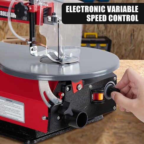 16-Inch Adjustable Speed Scroll Saw – Extra-Large Adjustable Tilting Work Table with LED Light – Precision Cutting Saw for Wood, Acrylic, Crafts – U.S. Regulations, 1A Power, With Light in Kuwait