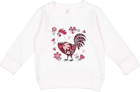 inktastic Floral Rooster Toddler Sweatshirt in Saudi Arabia