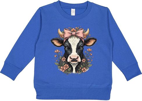 inktastic Rustic Cow Flowered Bow Toddler Sweatshirt in Saudi Arabia