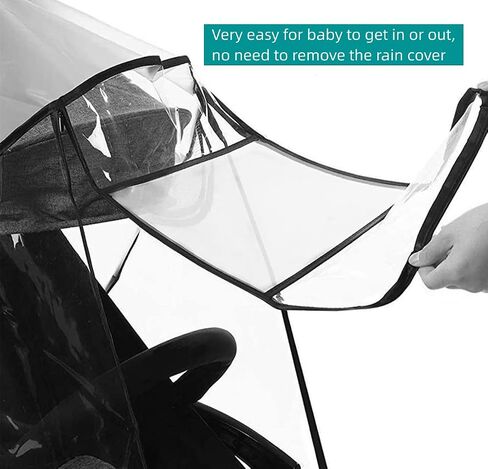 Stroller rain Cover, Baby Stroller rain Cover Universal Stroller Weather Shields, Travel Weather Shield Windproof and Waterproof with Waterproof Zip, Good air Circulation, Food-Grade EVA Material in Saudi Arabia